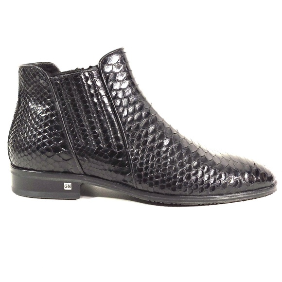 GOODMAN 🇮🇹 MEN'S BLACK SOFT PYTHON LEATHER COMFORT BOOTS - Picture 4 of 8